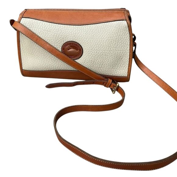 Dooney and Bourke Handbags - Dooney & Bourke Vintage Bone/Tan Pebbled Leather Crossbody Bag